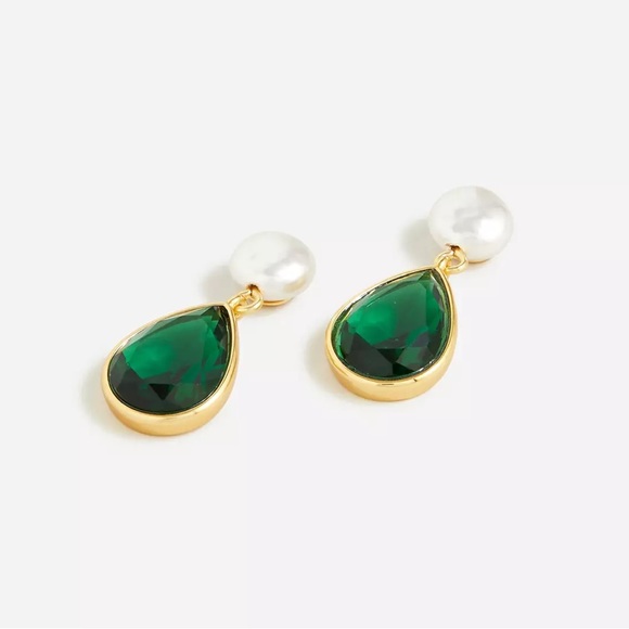 J. CREW FRESHWATER PEARL AND CRYSTAL TEARDROP EARRINGS - Picture 6 of 6